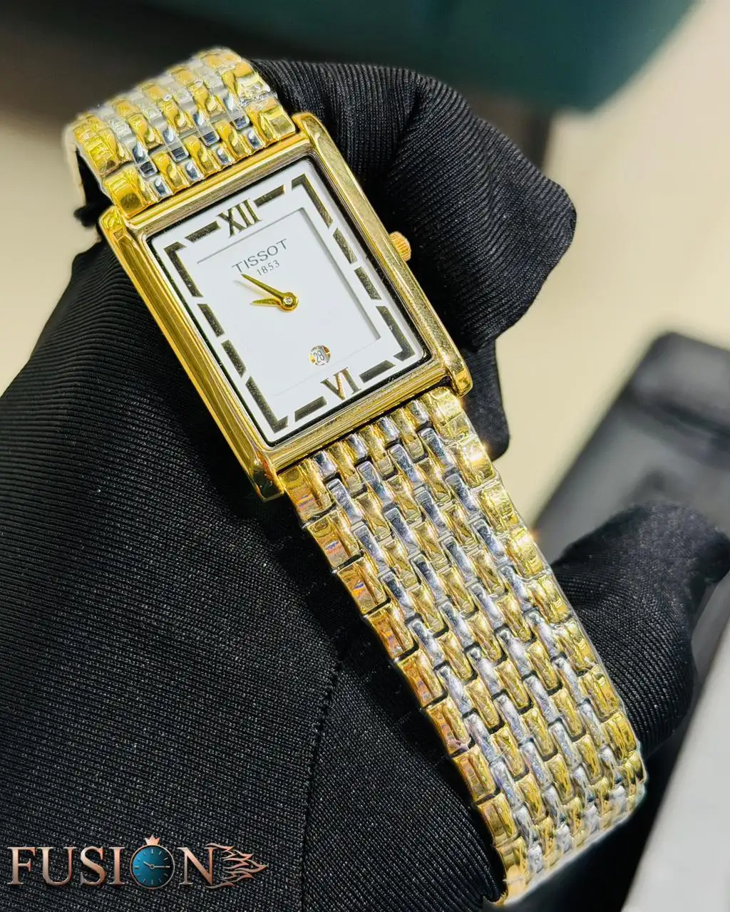 TISSOT Old Money Tank Shape Quartz Watch Dual Tone White || Semi AAA Grade Inspired Watch